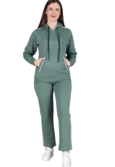 Women Winter Night Suit, Sweatshirt with Lower, Warm Sleepwear Set