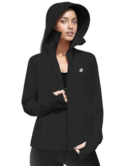 Venzina® Women's UPF 50+ Lightweight Athletic Jacket UV Sun Protection Full Zip Cooling Hoodie Long Sleeve Sunscreen Protective Clothing for Women for Outdoor Hiking, S-XL
