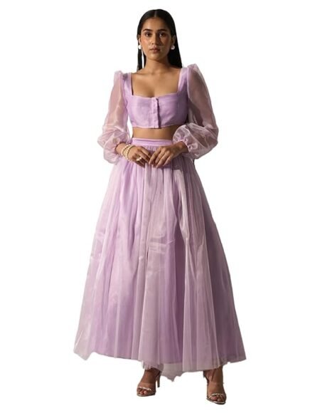 MYCLO Top with Flared Skirt Co-Ord Set for Women - Elegant Two-Piece Outfit for Brunches - Summer Days