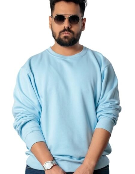 Todo BASIQUE Mens Cotton Ribbed Round Neck Full Sleeve Sweatshirt | Baggy Crew