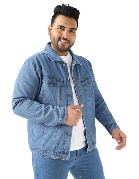 Urbano Plus Men's Regular Fit Washed Full Sleeve Denim Jacket