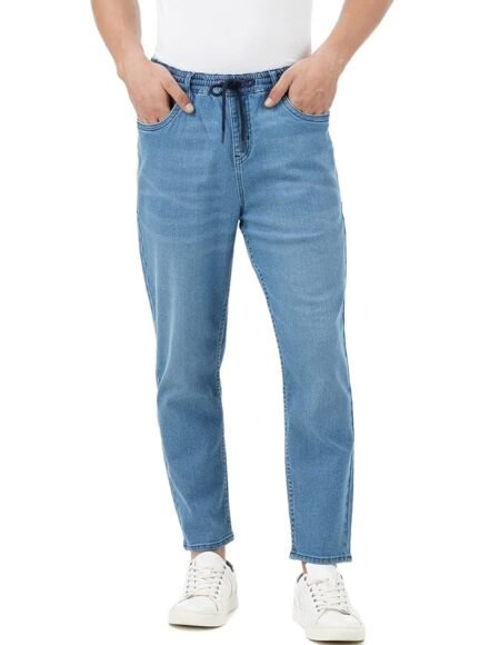 INKD Men's Jogger Jeans - Mid-Rise | Cotton Blend | Stretchable Fabric| Elasticated Waistband | Classic 5 Pocket Styling | Jeans for Men